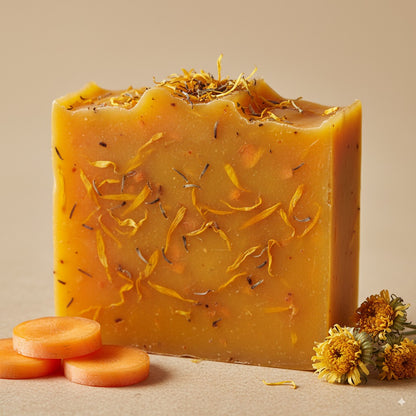 Nutricion dorada, calma infinita, Jabon de zanahoria y calendula