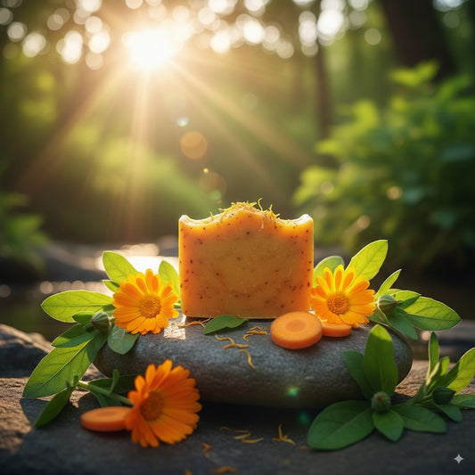 Nutricion dorada, calma infinita, Jabon de zanahoria y calendula
